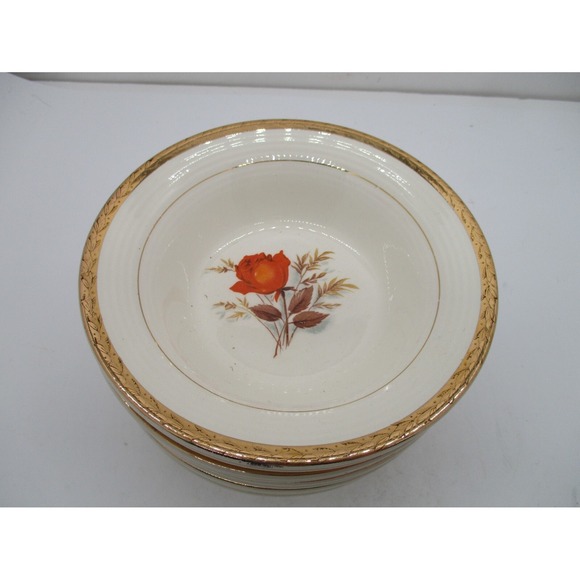 American Limoges/Sebring Other - Triumph American Limoges-Vermillion Rose 9 @ 6" Bowls  Sebring Ohio 22k